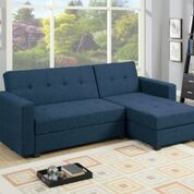 Sofa Bed | Fabric Lounge | Sorrento Sofa Bed Plus Storage (Navy Blue)