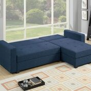 Sofa Bed | Fabric Lounge | Sorrento Sofa Bed Plus Storage (Navy Blue)