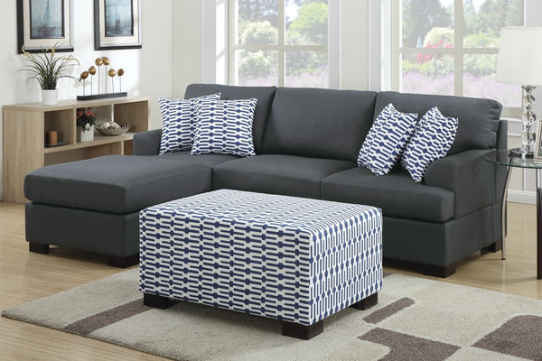 Bahama Loveseat with Chaise (Slate Black)